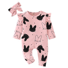 Load image into Gallery viewer, Fashion Pink Rabbit Print Baby Girl Romper
